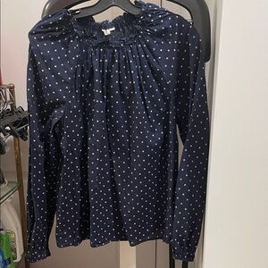 Gap Navy Polka Dot Top